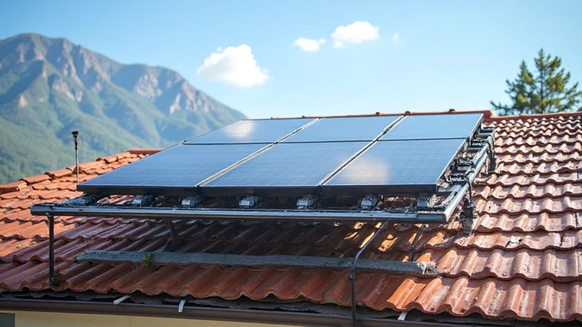 instalacja fotowoltaiczna na dachu pokrytym blachodachówką